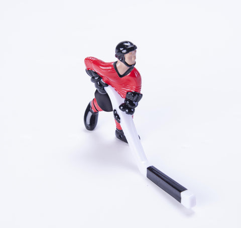 Rod Hockey Player (55mm long stick) with Steel Rod attachment, Red and Black